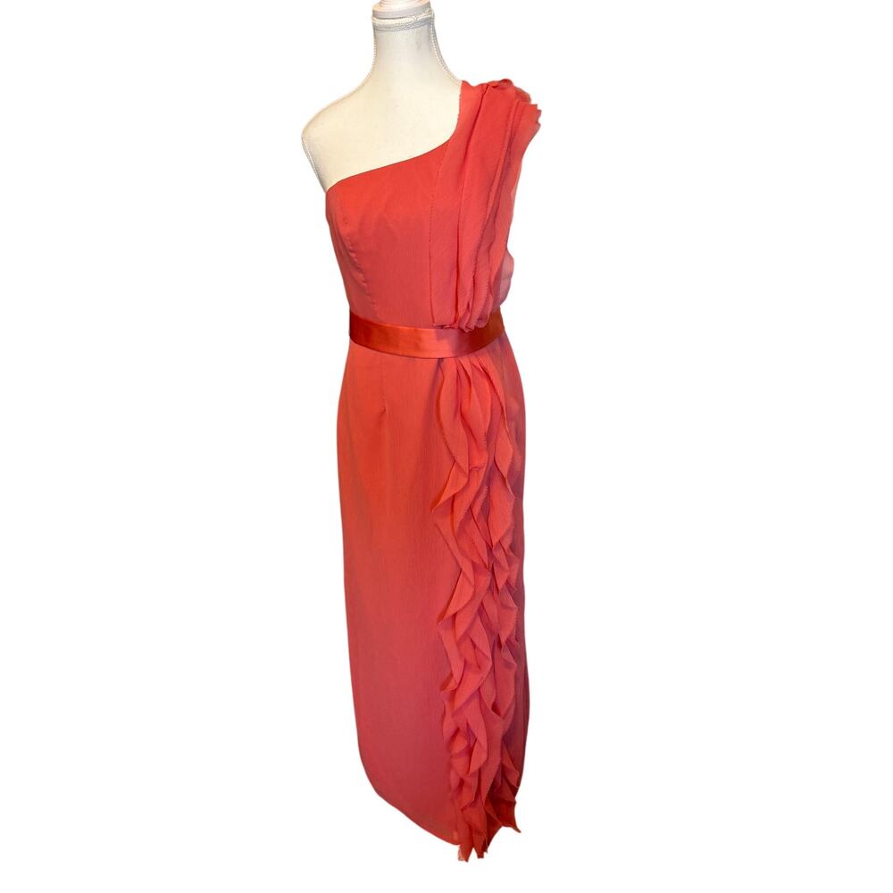 WHITE by Vera Wang | Coral Ruffle One-Shoulder Dress | Size 8